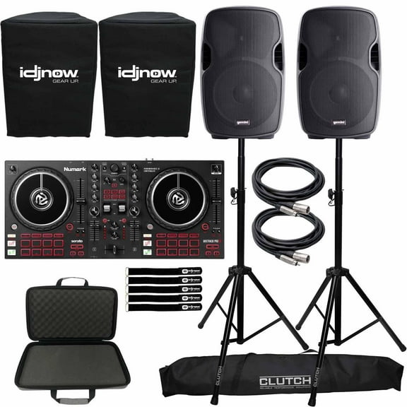 Numark Mixtrack Pro FX 2-Deck DJ Controller with Gemini AS-1500P 15" Active Speakers Package