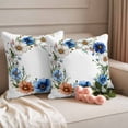 thumbnail image 2 of Spring Flower Wreath Pillow Covers 2 Pack Country Watercolor Blue White Floral Bud Leaf Pillowcase Waterproof Outdoor Throw Pillow Cover for Patio Garden Square Cushion 20”x20”, 2 of 9