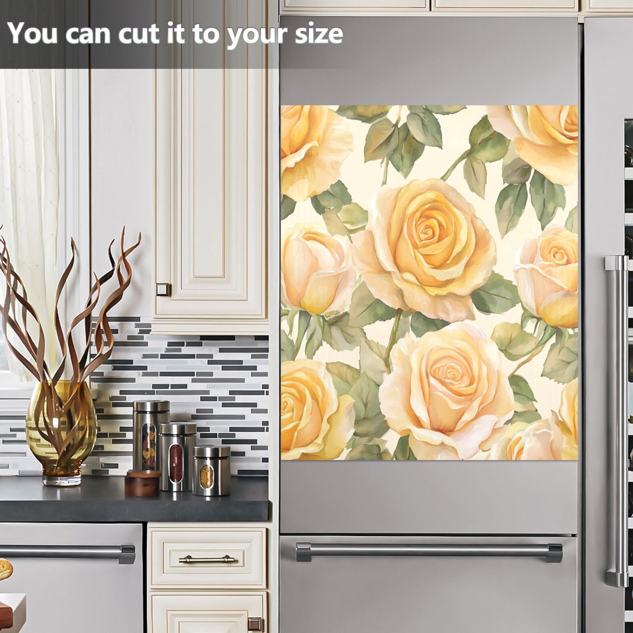 Dishwasher Magnetic Sticker 23x26 Inch Refrigerator Magnetic Sticker Washing Machine Magnetic Sticker Kitchen Panel Magnetic Sticker Home Decor Cartoon Gold Roses