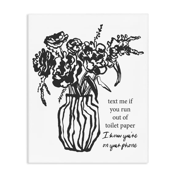 Stupell Industries Modern Text Me Bathroom Florals Canvas Art, 16 x 20, by Lettered and Lined