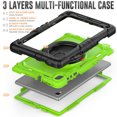 thumbnail image 2 of TECH CIRCLE Case for Lenovo Smart Tab M10 HD (2nd Gen) (10.1") (Model TB-X306X) with [Screen Protector] - Drop Proof Protective Kickstand Case Portable Handle Sturdy Rugged Cover, Black+Green, 2 of 8