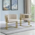 thumbnail image 2 of Beige Cream Velvet Accent Barrel Leisure Chair with Gold Chrome Legs, 2 of 2