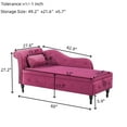 thumbnail image 3 of Aijia 60" Velvet Multifunctional Storage Chaise Lounge Buttons Tufted Nailhead Trimmed Solid Wood Legs with 1 Pillow (Red), 3 of 6