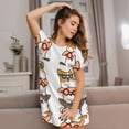thumbnail image 3 of Pofeuu Corgi Dog2 Print Women's Loose Fit Short Sleeve Nightgown, Comfortable Sleep Dress for Women, Casual Lounge Sleepwear, Soft Cotton Sleep Dress, 3 of 6
