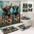 thumbnail image 1 of Lilixerw Highlands Cow Print Bathroom 4-Piece Set,Shower Curtain+U Mat+Toilet Lid Cover+Bath Mat,Waterproof Polyester Valentine‘s Day Decor,Home Bathroom Supplies,14.97x11.02x1.57In,Multicolor, 1 of 1