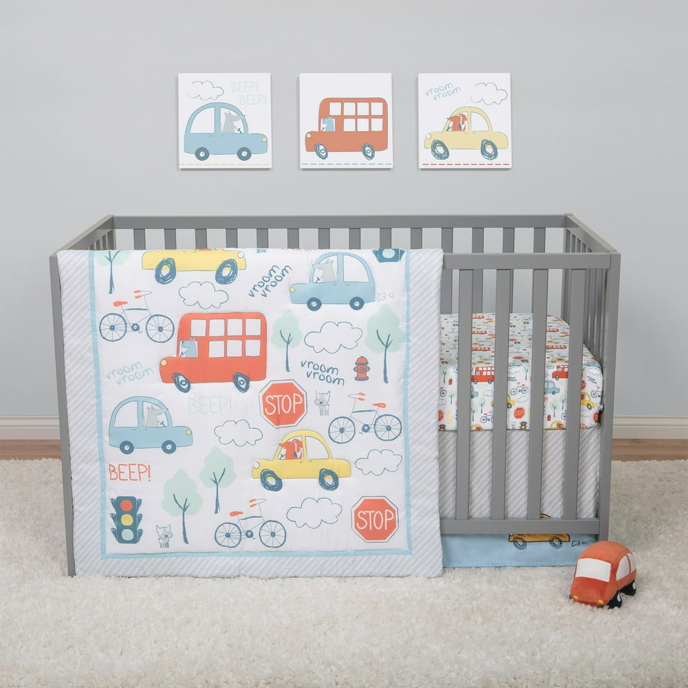 Sammy & Lou Beep Beep Transportation 4 Piece Crib Bedding Set Walmart