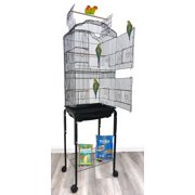 Large 64-inch Open/Close Top Parakeet Lovebirds Flight Cage Side Nesting Box Doors with Removable Rolling Stand for Finches Canaries Cockatiels Budgie Parrotlet Conures Pet Birdcage