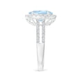 thumbnail image 3 of ANGARA Natural Oval 2.2 ct Aquamarine Split Shank Halo Ring with Diamonds in 14K White Gold for Women (Size-10x8mm) | March Birthstone, Anniversary, Jewelry Gift for Women | Natural Aquamarine Ring, 3 of 10