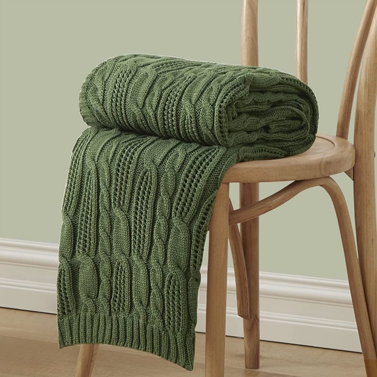 ZXNYH Cable Knit Throw Blankets 90 x 90 Inches, Soft Cozy and