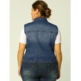 thumbnail image 6 of MODA NOVA Juniors Plus Size Fashion Button Sleeveless Denim Vest Jacket, 6 of 7