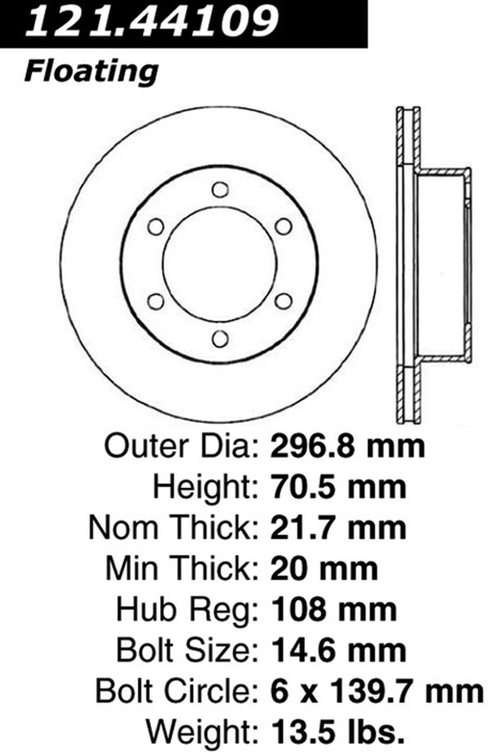 C-Tek Disc Brake Rotor 121.44109 Fits select: 1995-2004 TOYOTA TACOMA, 1995-2002 TOYOTA 4RUNNER