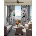 thumbnail image 4 of Vintage Daisy Blackout Curtains 63 Inch Length Blue Purple Flowers Lines Wood Grain Thermal Insulated Window Curtain Window Drapes 2 Panels for Bedroom Living Room 42"Wx63"L, 4 of 9