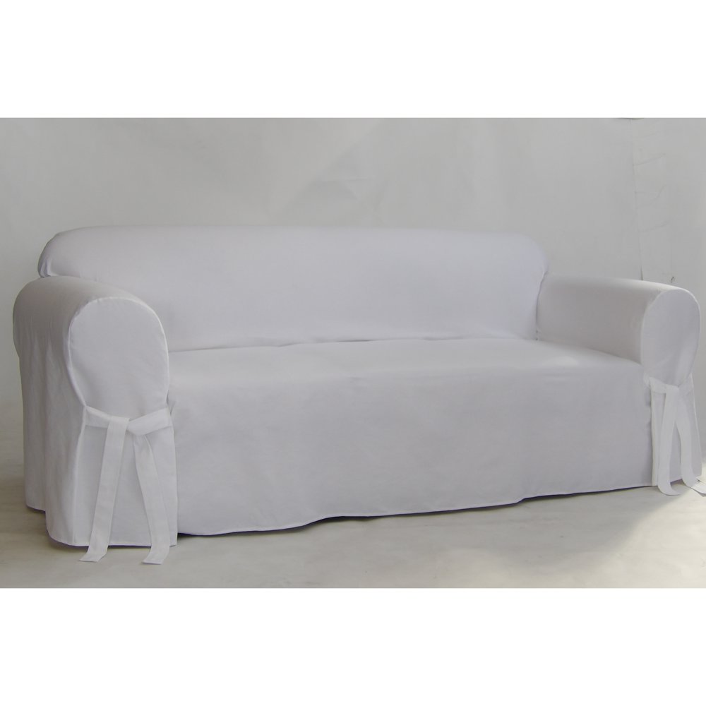 Classic Slipcovers White Twill Sofa Slipcover