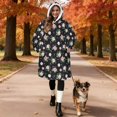 thumbnail image 2 of Wearable Lamb Fleece Blanket Hoodie,Pioneer Flower Floral Print Pattern Oversized Sherpa Blanket Hoodie with Super Pockets,Super Warm Fuzzy Pullover for Women & Men, 2 of 6