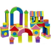 Click N' Play Non-toxic Foam Blocks, Building Block and Stacking Block, Amazing As Bath Toys, 60 Count with Carry Tote