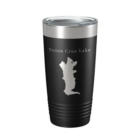 Santa Cruz Lake Map Tumbler Travel Mug Insulated Laser Engraved Coffee Cup New Mexico 20 oz Black