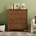 thumbnail image 5 of Vivienne Walker Edison Easy Assembly Solid Wood Spindle 5-Drawer Dresser - Dark Brown, 5 of 16