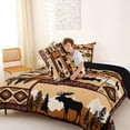 thumbnail image 4 of jejeloiu Rustic Moose Patchwork Full Size Comforter Sets,Southwestern Fish Print Bedding Comforter Set For Boys,Brown Beige,Black Reversible,3-Piece,1 Comforter and 2 Pillowcases, 4 of 7