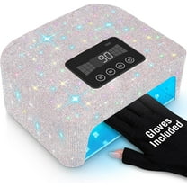 Cordless UV Nail Lamp, Rechargeable UV Light for Gel Nails, LED Nail Lamp with 4 Timer Modes, Gel Nail UV Light Decorate with Sparkling Nail Rhinestones (Sparkly White)