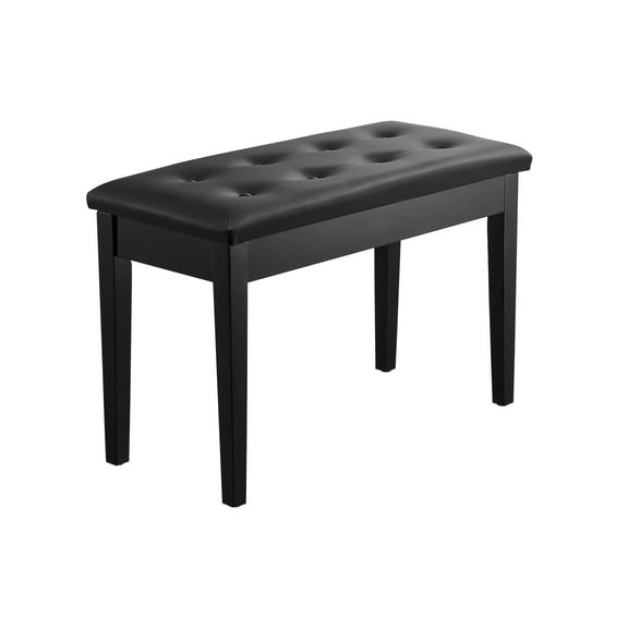 KFFKFF Piano Stool, Dimensions 29.5" x 14" x 20.3", Dual Seating Keyboard Bench with 20.3"-23.4” Height Variability, Cushioned Seat, Inbuilt Space for Sheet Music, Timber Piano Seating