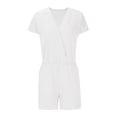 thumbnail image 6 of aidice Womens Rompers for Summer Ribbed V Neck Crisscross Short Sleeve Drop Shoulder Casual Jumpsuit, 6 of 6