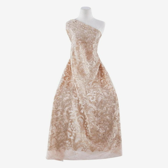 Zelouf Weston Floral Embroidery Lace , Sewing, DIY, Crafts Fabric by the Yard, Gold Combo, 1 Yard