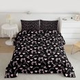 thumbnail image 3 of Homewish Black Pink Bowknot Bedding Comforter Set, Fashion Rose Flower Twin Comforter Sets, Kawaii Cartoon Love Heart Reversible Bedding Set, Super Cozy Room Decor, 2-Piece, 3 of 9