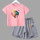 thumbnail image 3 of Conjunto de 2 piezas de camiseta y pantalones cortos divertidos para niños y adolescentes, de algodón, para verano, juego de lucha, Anime, Cosplay, ropa deportiva informal para niño y niña, conjunto p, 3 of 5