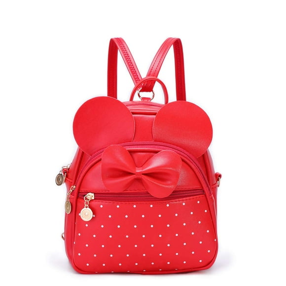 KL928 Mini mochila linda con lunares y lazo para niñas, mochilas pequeñas, bolso de hombro convertible, bolso para mujer