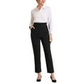thumbnail image 2 of INSPIRE CHIC Elegant Business Pants for Women's Elastic Waist Button Decor Straight Leg Work Trousers Black XS, 2 of 5