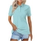 thumbnail image 2 of Fiudx Tops para Mujer Moda Mujer Casual Cómodo Sólido Manga Corta Cuello Vuelto Botón Blusa Camiseta Top, 2 of 4