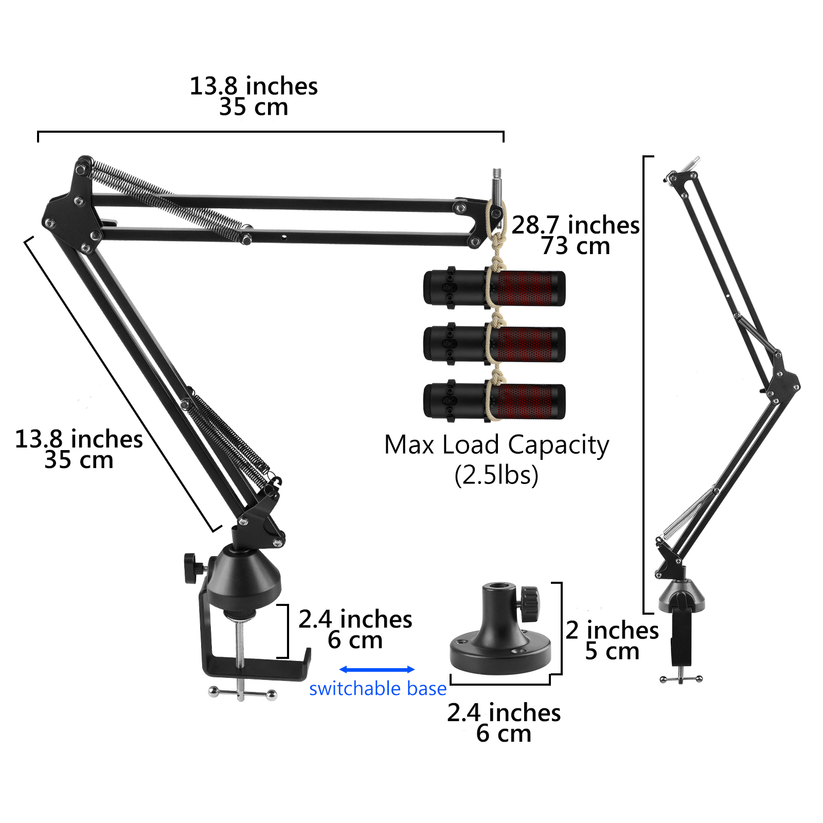 Geekria for Creators Microphone Arm Compatible with HyperX QuadCast, QuadCast S, SoloCast Mic Boom Arm with Table Flange Mount Adapter, Suspension Stand, Desk Mount Holder