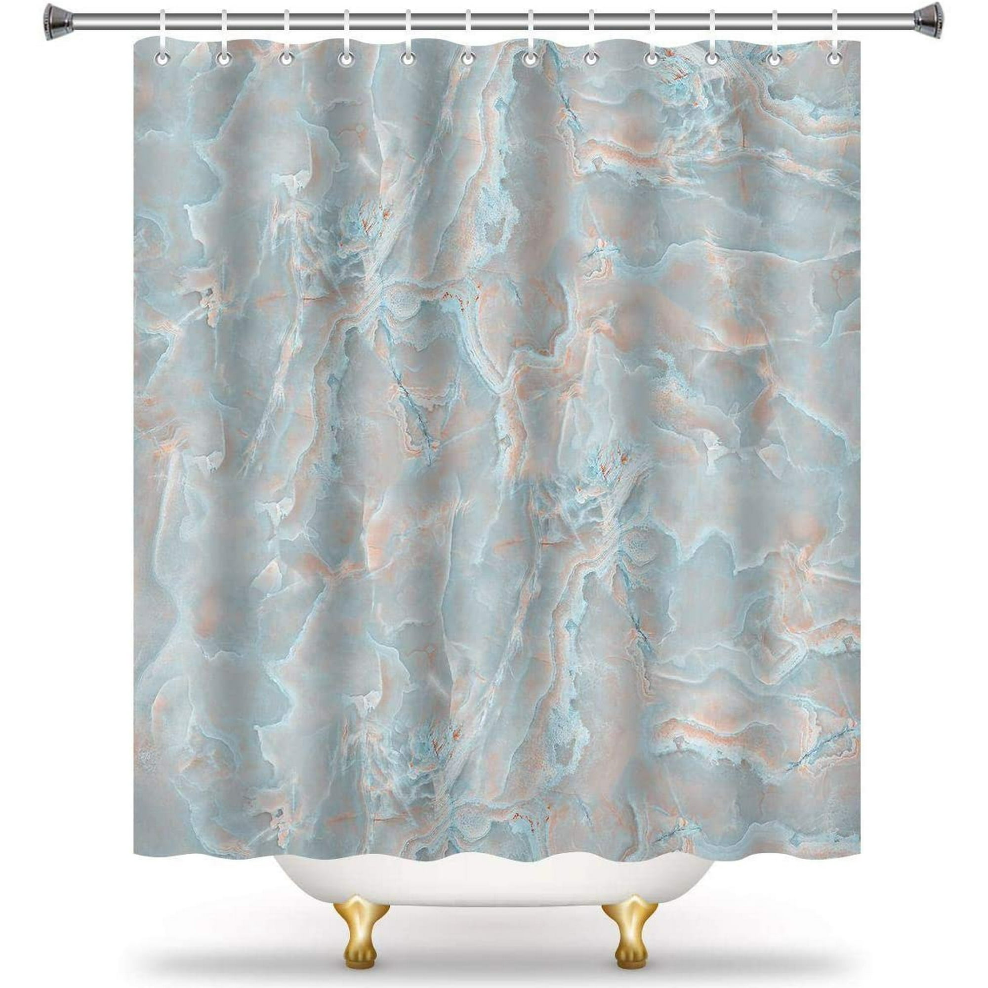 Teal Marble Shower Curtain Liner Blue, Blue And White Marble Shower Curtain
