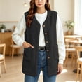 thumbnail image 7 of Staron Fall Winter Vests for Women Casual Sleeveless Solid Crew Neck Loose Comfy Basic Outerwear Warm Faux Fur Lightweight Fashion, Black S, 7 of 7