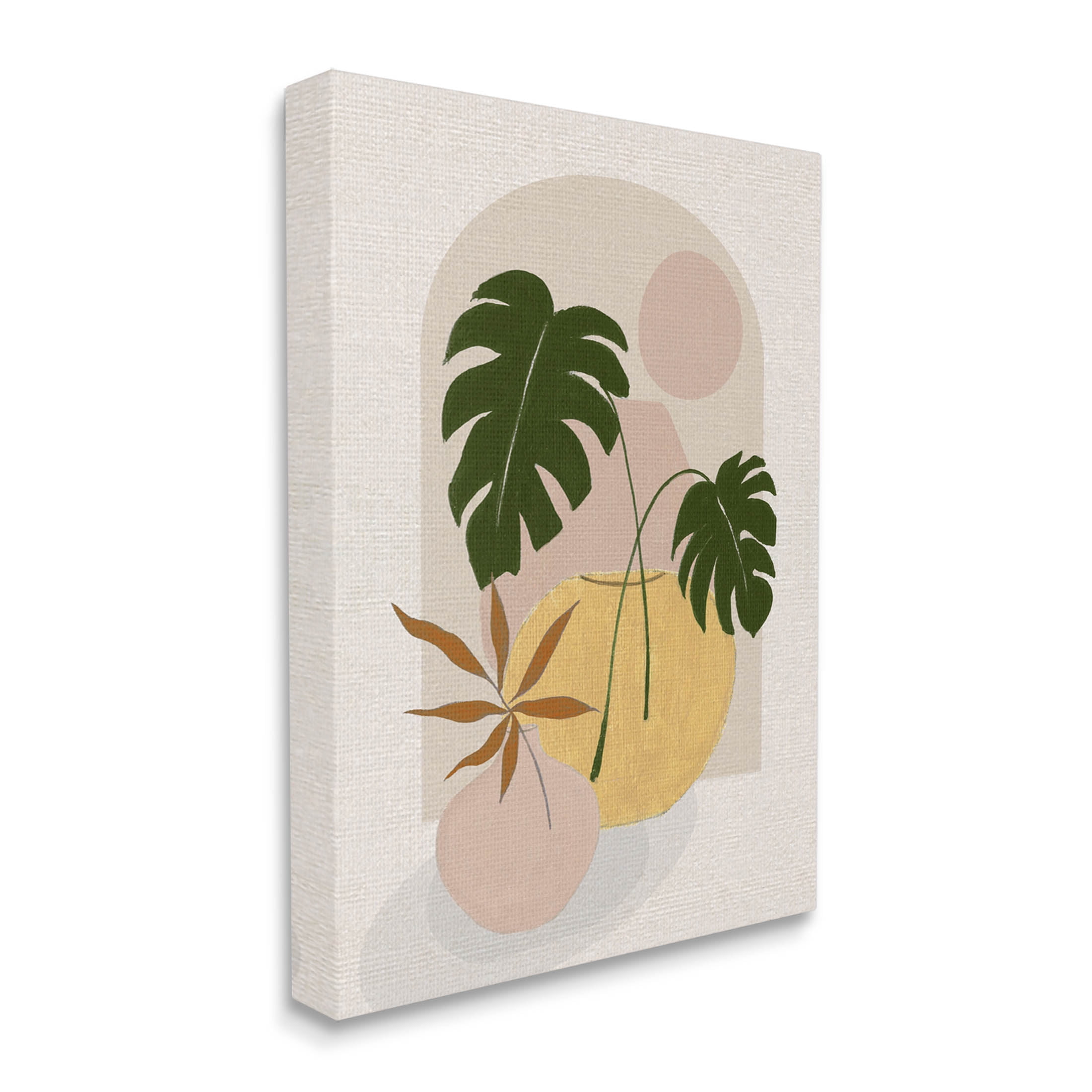 Potted Monstera Plant Leaves Botanical & Floral Graphic Art Gallery Wrapped Canvas Print Wall Art