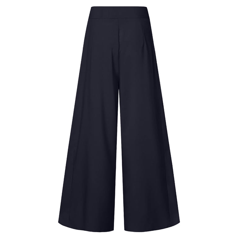 navy flare dress pants Wesley Navy Crepe Flare Pants | High-Waisted Full-Length Trousers