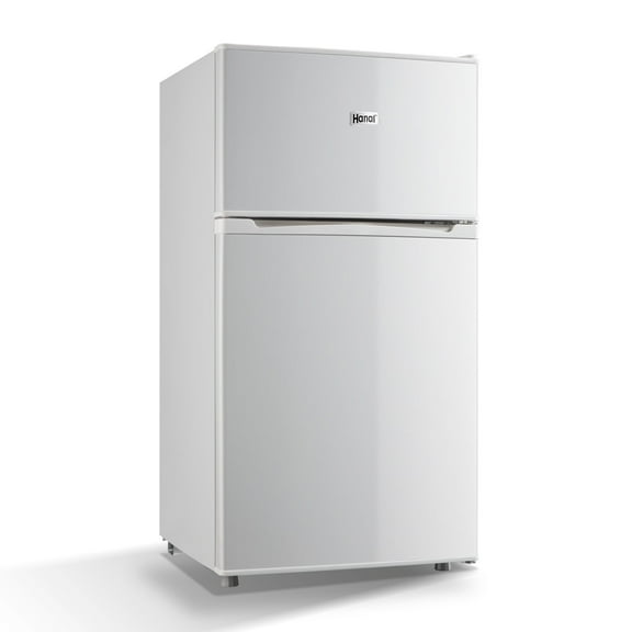 3.5 Cubic Feet Dual,Door Mini Fridge with Integrated Freezer, White