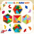 thumbnail image 2 of Puzle hexagonal de madera Jerify para niños, paquete de 5 unidades, geometría, regalo, 2 of 6