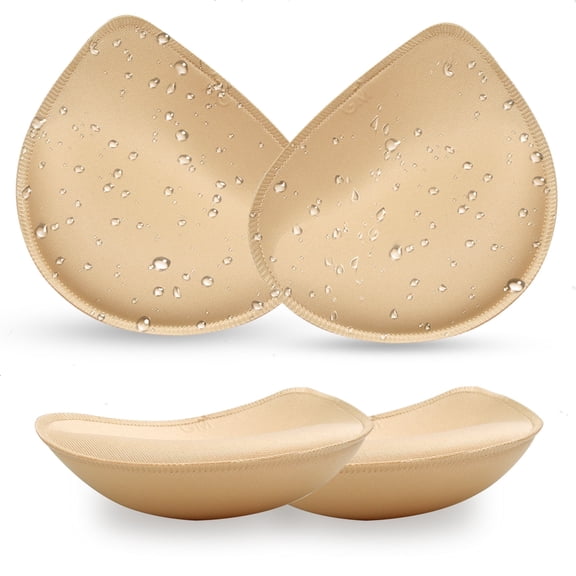 Nimiah 2 Pairs, Waterproof Bathing Suit Inserts Bra Pads Inserts, Push Up Breast Padding A/B Cups for Women,Beige