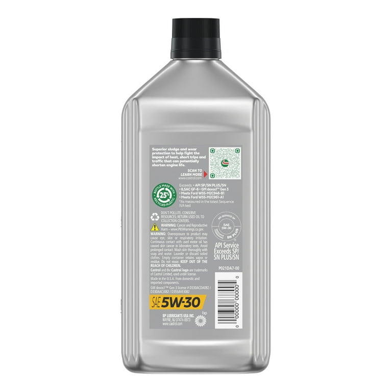 Castrol GTX Full Synthetic 5W-30 Motor Oil, 1 Quart - Walmart.com