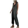 thumbnail image 2 of Mono sin mangas con capucha para mujer: tirantes ajustables, pierna ancha, bolsillos, informal/de viaje, cierre con botones (tallas S-XXXL), 2 of 8