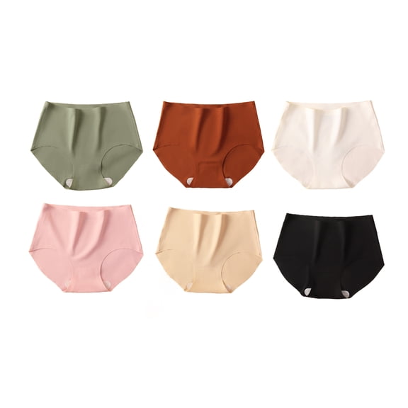 Women Seamless Briefs Full Coverage Ice Silk Underwear Mid Waist No Show Panties Soft Breathable Underpants