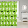 thumbnail image 2 of Manfei Halloween Ghost Print Shower Curtain 72Wx78L,Green Cartoon Floral Bath Curtain, 2 of 5