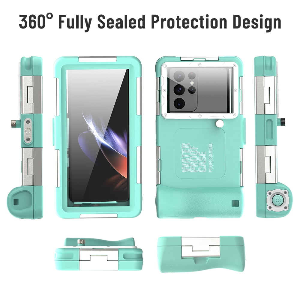 50ft IP68 Waterproof Diving Housing for iPhone 16/15/14/13/12/11/SE/Galaxy S25/S24/S23/S22/21/Note 20 Ultra Universal Waterproof Phone Protective Case for Snorkeling Scuba Swimming Surfing(Blue)