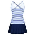 thumbnail image 5 of Tankini Swimsuits Two Piece Tummy Control bathing suit for women with Skirt V Neck Swim Dress Ruched Swimwear, 5 of 6