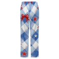thumbnail image 6 of Red Bows On Blue Gingham Winter Female Pants Flannel High Waist Women Pants Lady Warm Straight Leg Plush Trousers, 6 of 7