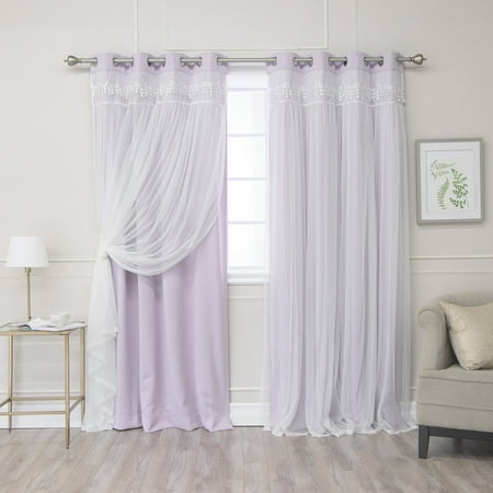Full Overlay Panels - Best Home Fashion Elis Lace Overlay Curtain Panel Pair