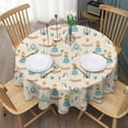 thumbnail image 3 of Beige Princess Unicorn Pattern Round Tablecloth 60"x60",Wrinkle Wipeable Table Cloth for Kitchen Dining Room Picnic Patio Party, 3 of 6