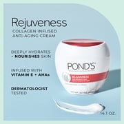 (3 pack) POND’S Rejuveness Face Cream, Anti-Aging Moisturizer with Collagen, AHAs & Vitamin E – 14.1 oz