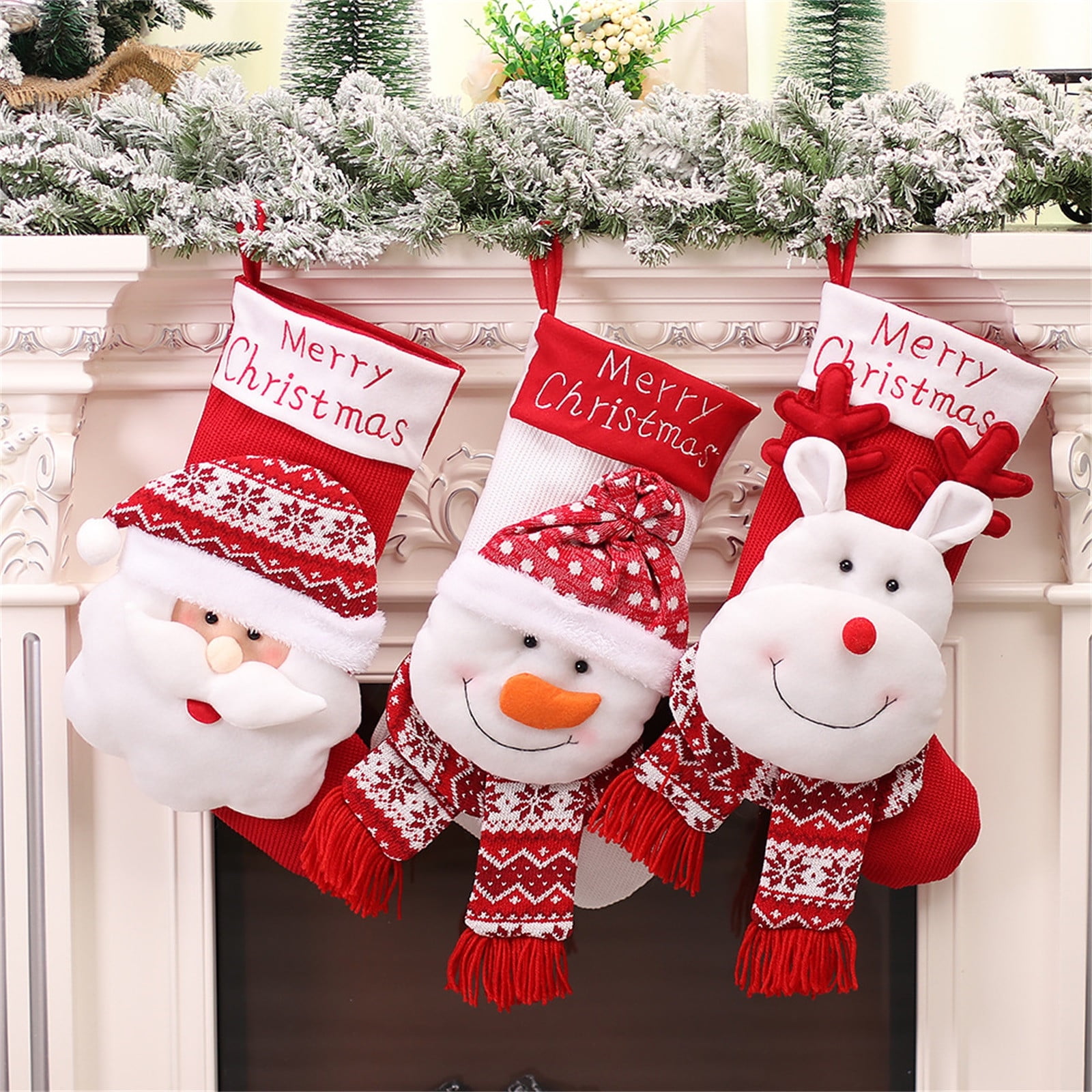 FYCFSLMY Airplane Christmas Stocking, 17.7 Plus Size Christmas Stocking  Home Holiday Mantel Ornament Decor